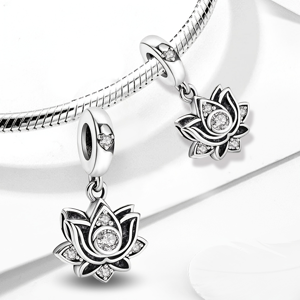 DIY 925 Silver Plated Lotus Pendant